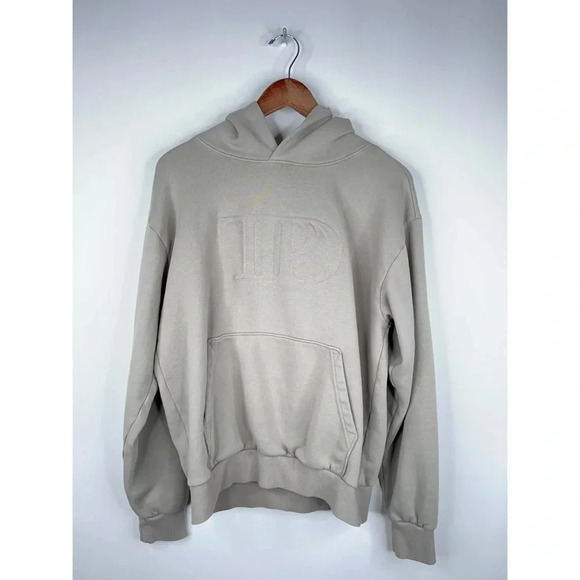 TTPD Taylor Swift Embossed Logo Sweatshirt Hoodie Beige Merch Oversized Medium - Picture 1 of 9